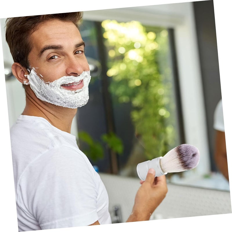 Mens Nylon Shaving Brush For Beard And Face Cleaning With Ergonomic Handle - Image 4